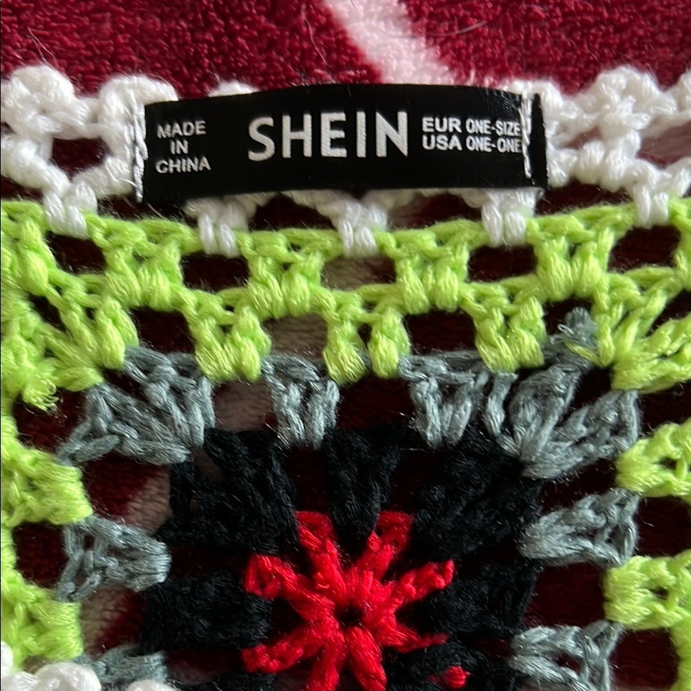 EUC SHEIN Granny Square Colorful Crochet Knit Top Small - Picture 5 of 5